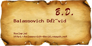 Balassovich Dávid névjegykártya